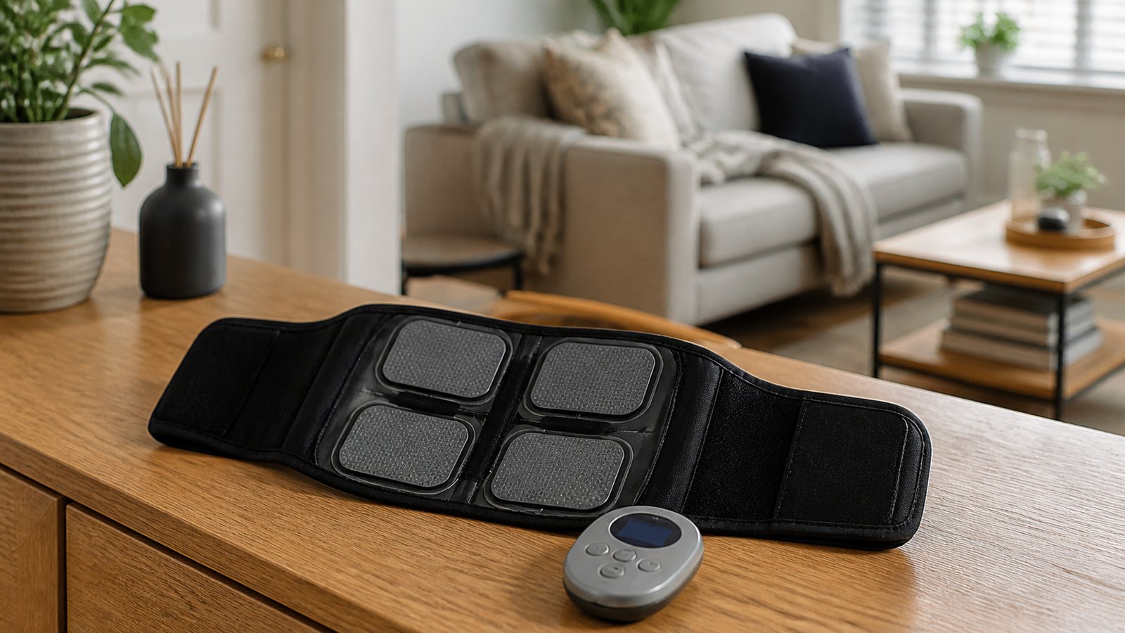 Washable silicone-pad EMS belt as a practical home alternative