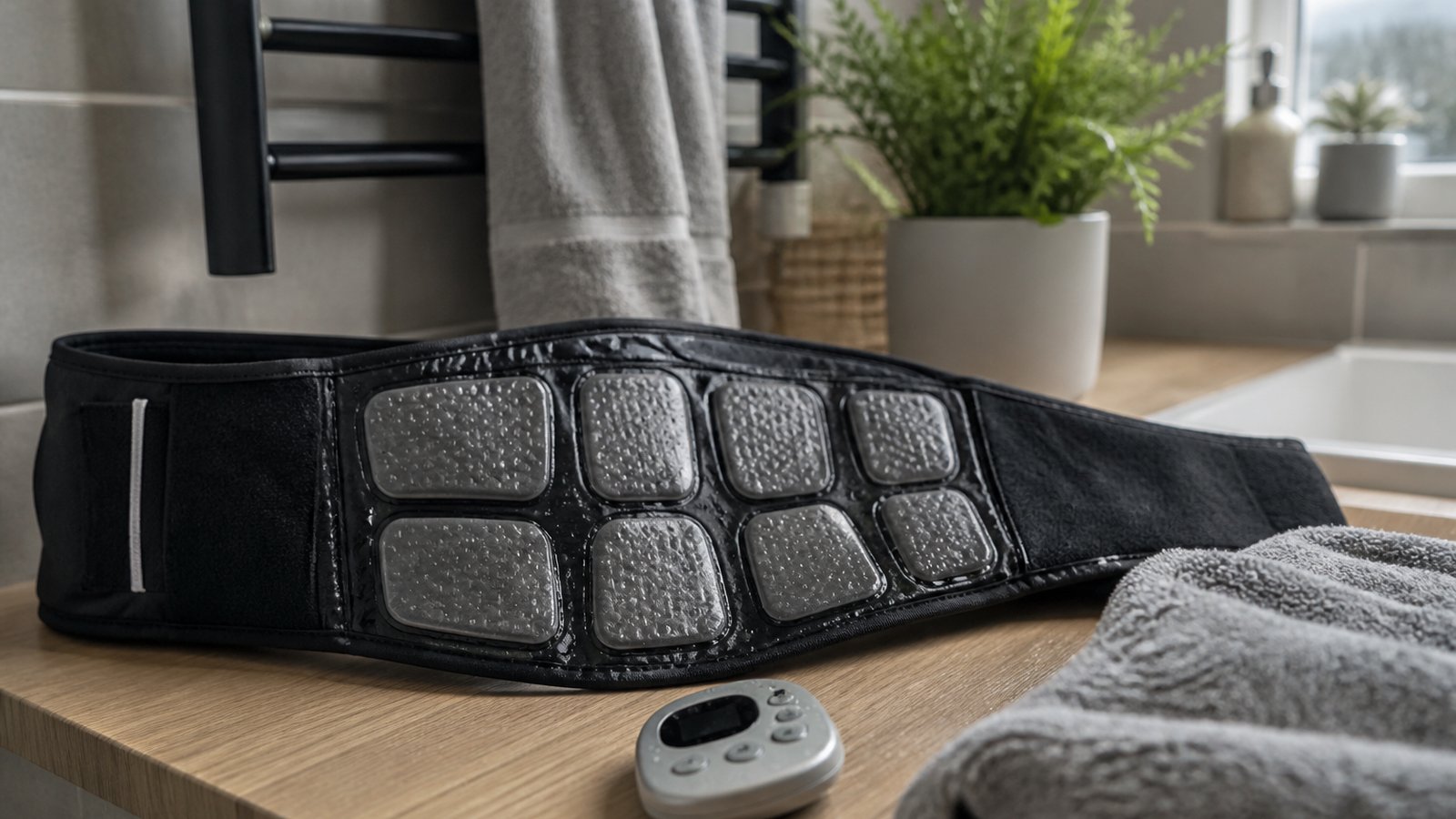 Washable EMS belt drying after a sweaty home session